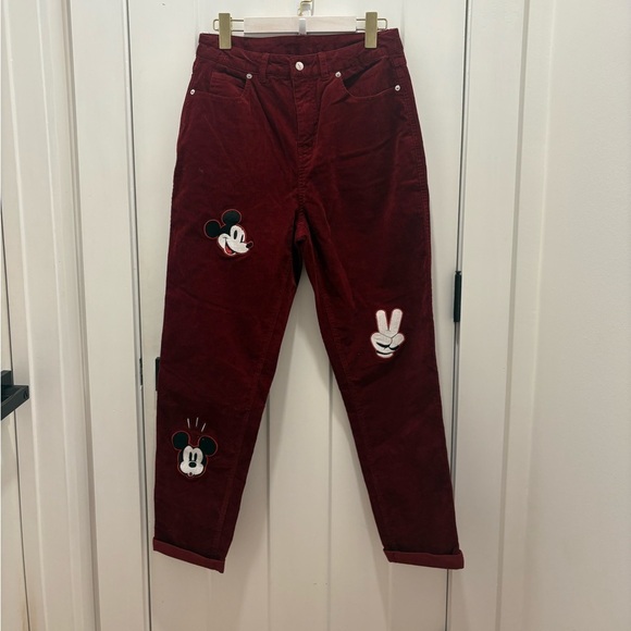 Disney Mickey Mouse Women’s Pants Size 7 (28) Maroon Corduroy Embroidered - Picture 5 of 9